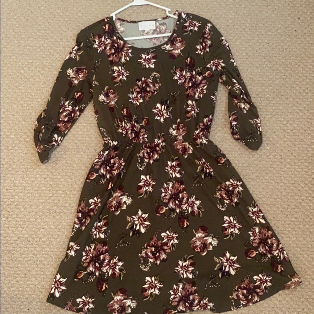 French Grey Floral Dress